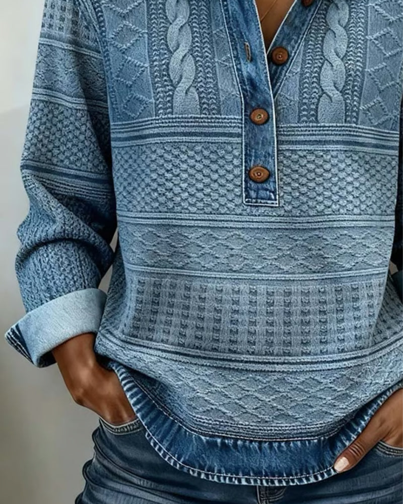 Sweat Tendance Demi-Boutonné Revers