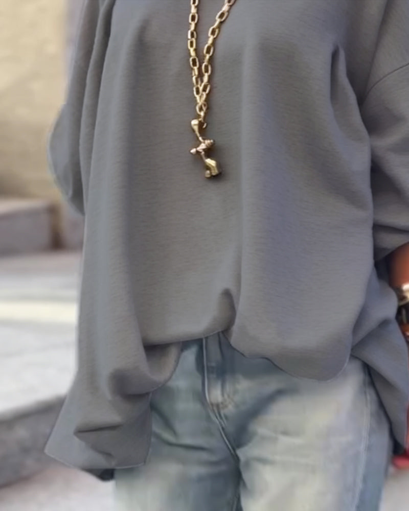 Sweatshirts Uni Loose Irrégulier