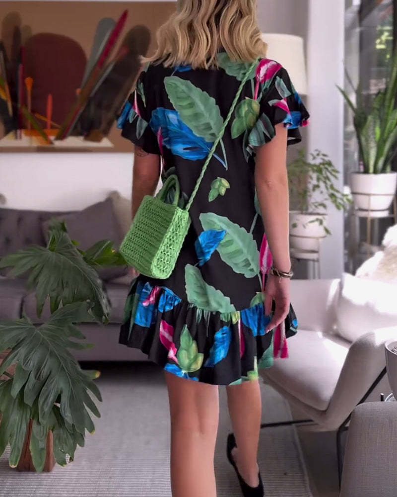 Robe décontractée à imprimé floral et volant