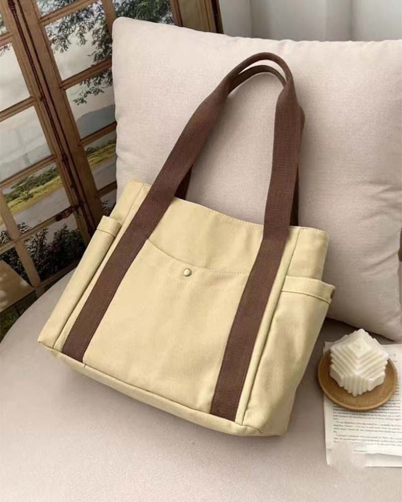 Sac en toile de grande capacité avec doubles poignées