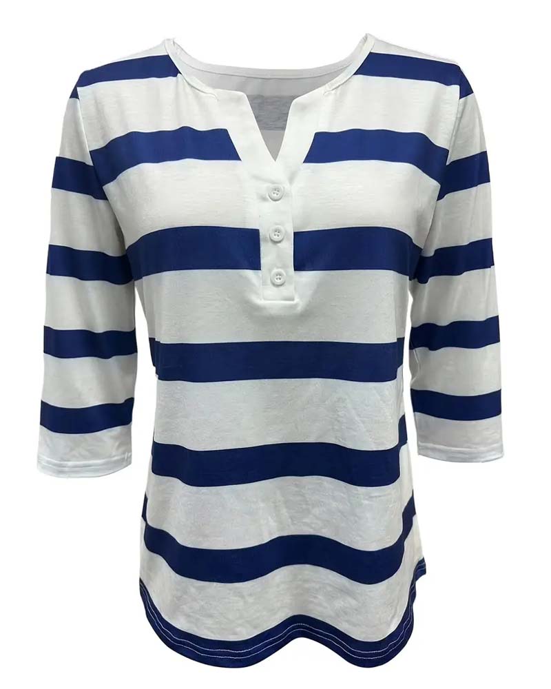 Blouse Manches Longues Polyvalente Rayée
