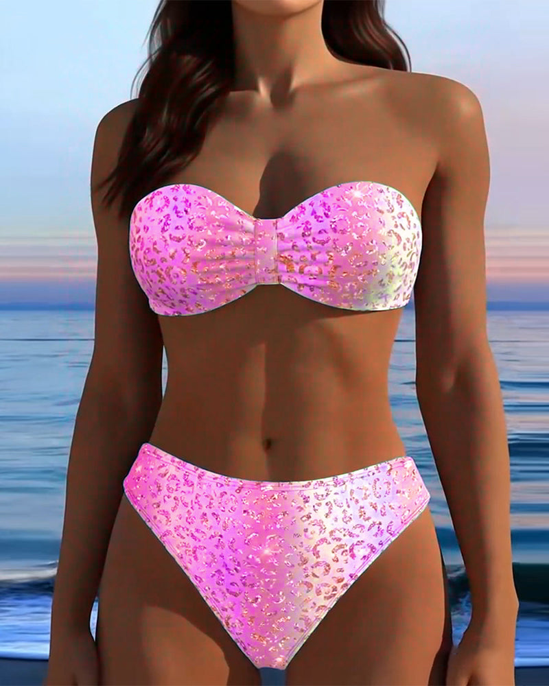 Bikini Imprimé Léopard Bandeau