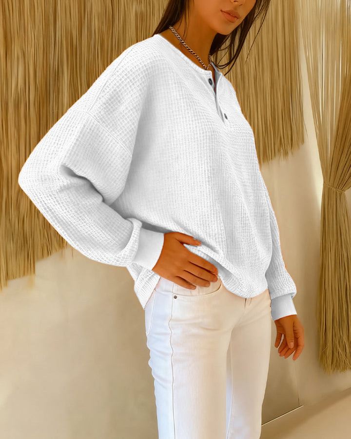 Sweat Tendance Décontracté Uni À Manches Longues