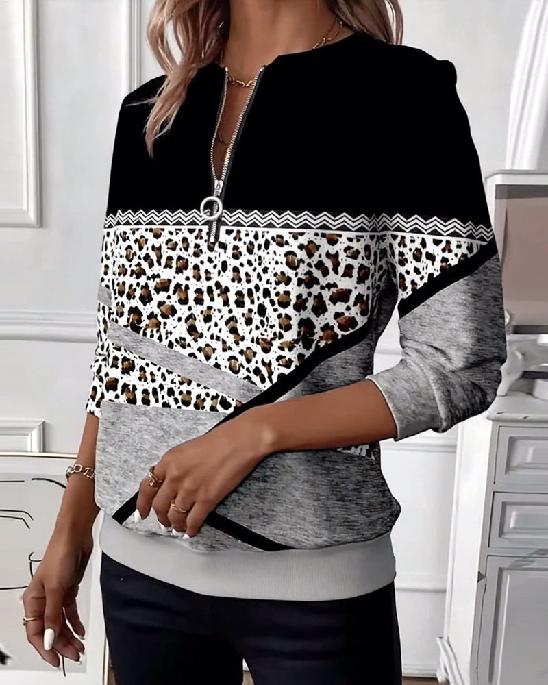 Sweat-shirt à col zippé imprimé