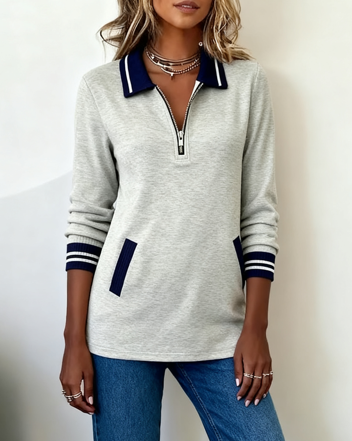 Sweat Oversize À Revers Avec Fermeture Éclair Et Couleur Contrastée