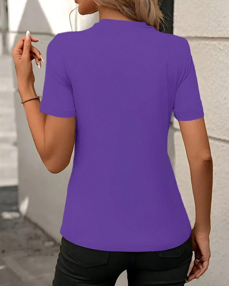 T-Shirt Col Rond Couleur Unie Coupe Cintrée