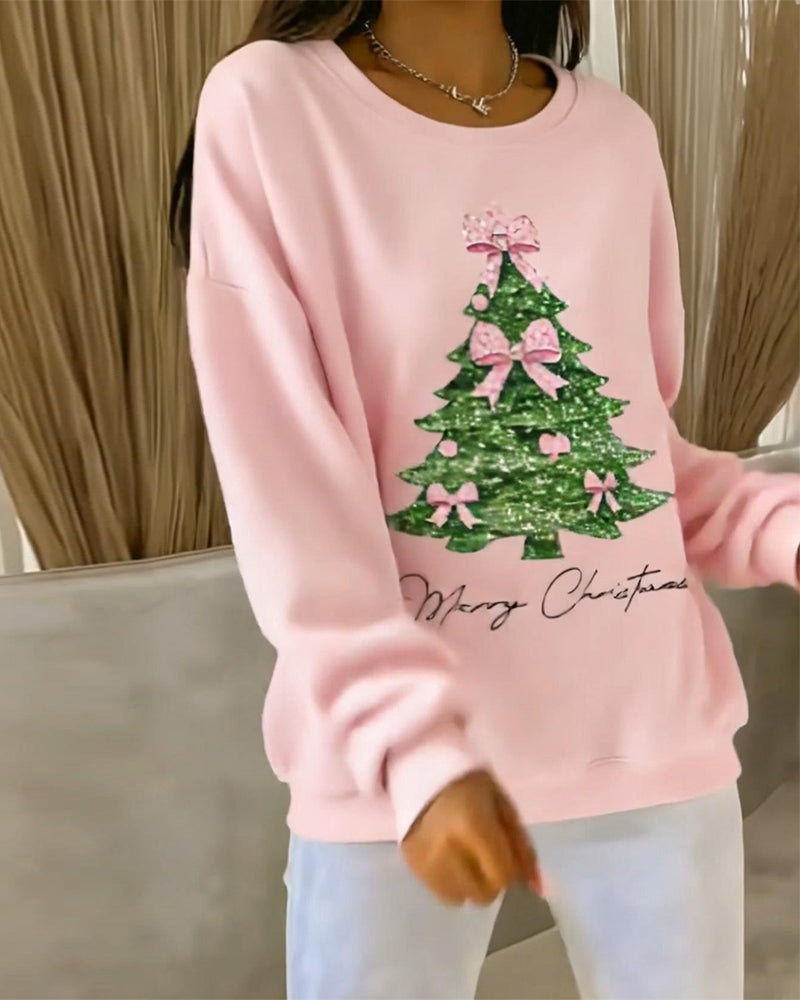 Sweat À Col Rond Manches Longues Imprimé Noël