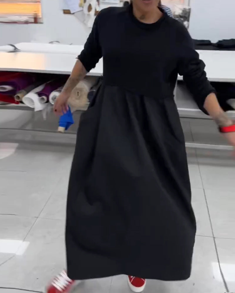 Robe longue décontractée de couleur unie