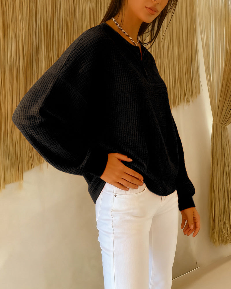 Sweat Tendance Décontracté Uni À Manches Longues