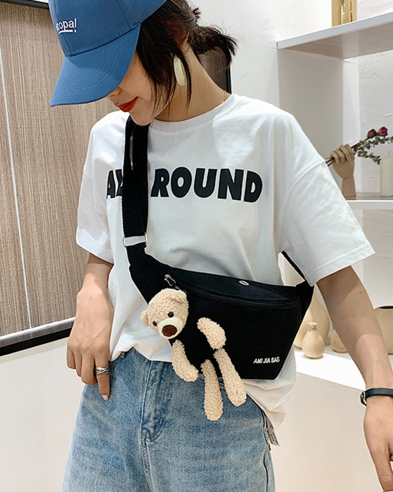 Sac à bandoulière en forme d'ours en peluche