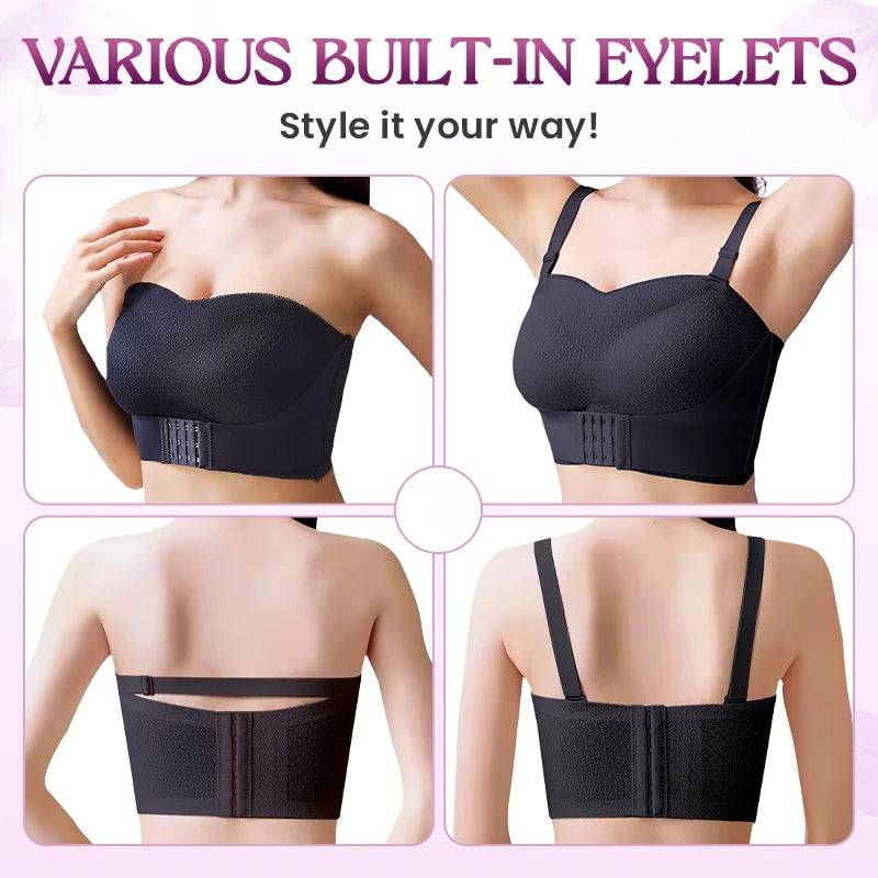 Soutien-Gorge Push-Up Sans Bretelles Confortable Anti-Glissant Avec Boucle Avant