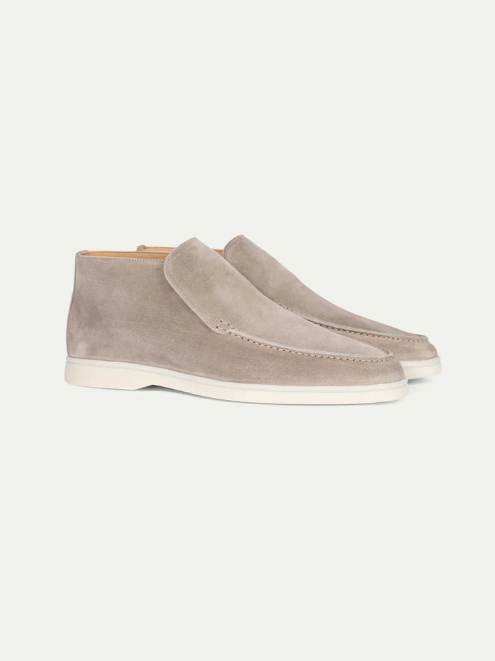 Mocassins de ville en suède gris clair pour homme