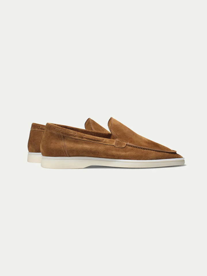 Mocassins en daim caramel sans lacets pour homme