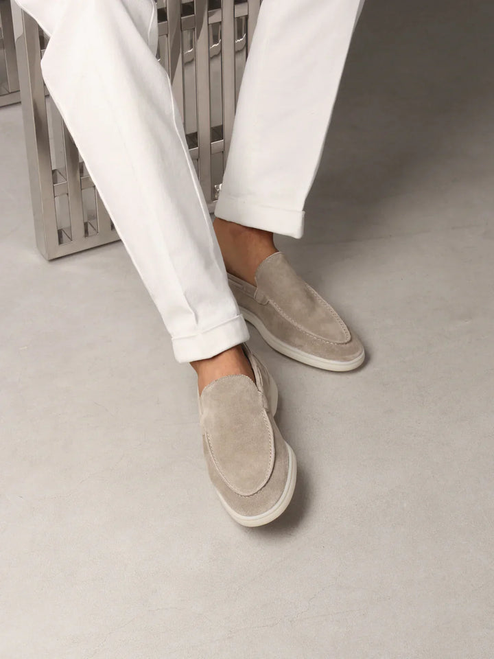 Mocassins de Yacht en daim gris clair pour hommes