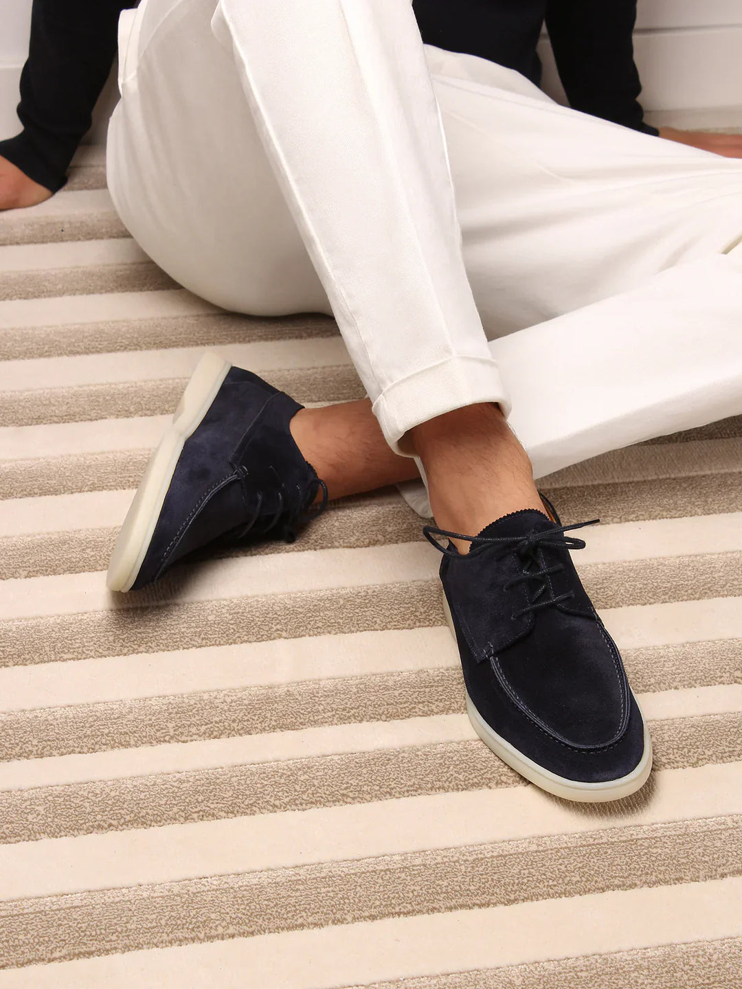 Mocassins en daim bleu foncé pour hommes