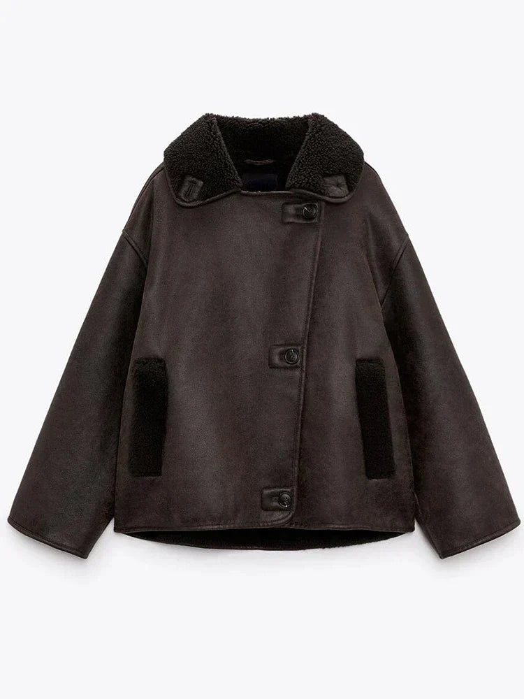 Fransesca | Veste en simili cuir vintage pour femmes