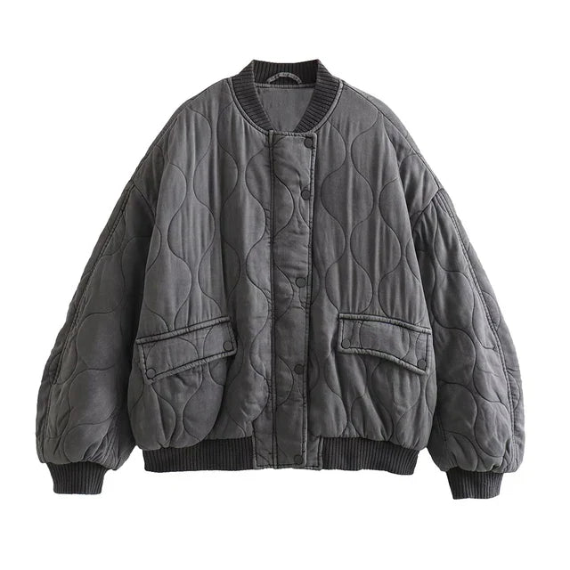 Swara | Veste Bomber Grise Coupe Ample et Tendance pour Femme
