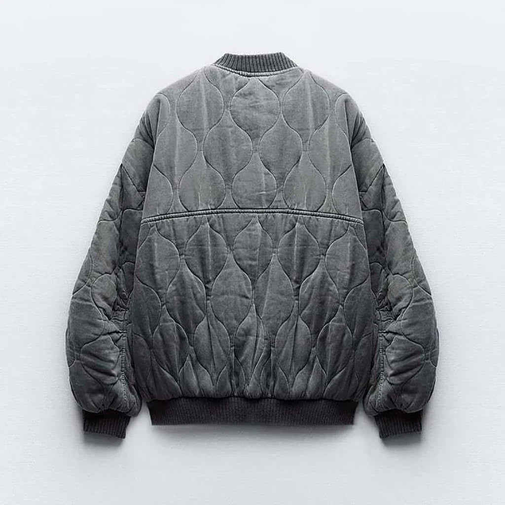 Swara | Veste Bomber Grise Coupe Ample et Tendance pour Femme