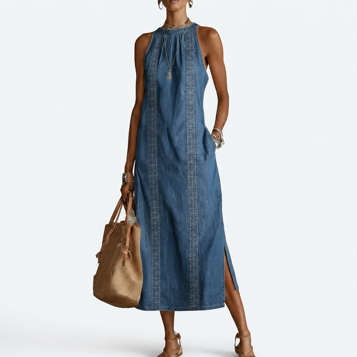 Soline | Robe en denim à dentelle rétro