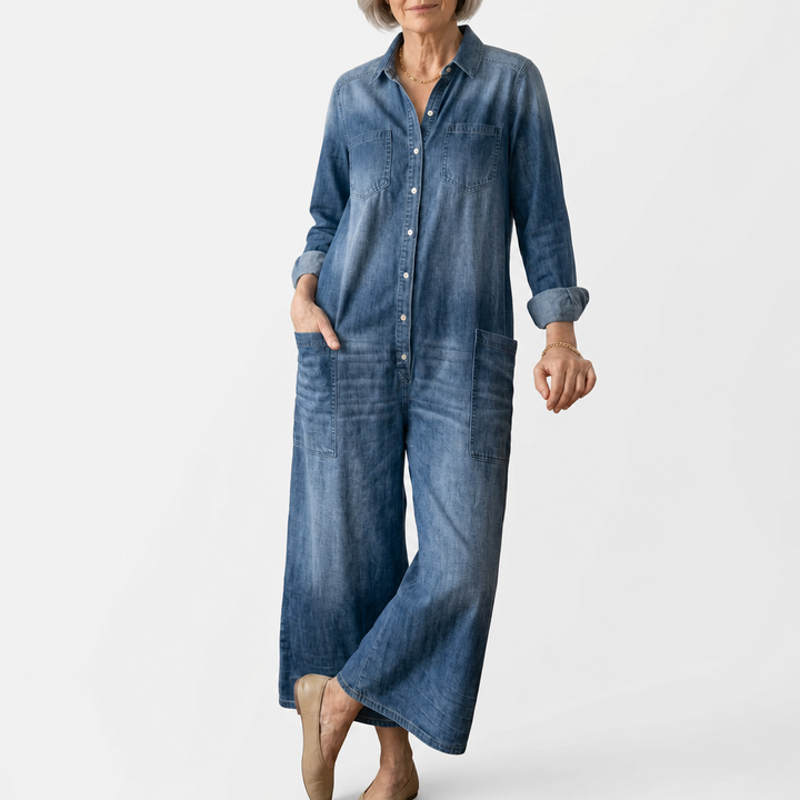Anaïs | Combinaison en denim vintage à boutons