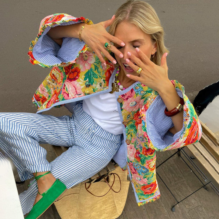 Elsa | Veste à motif floral avec doublure chaude pour femme