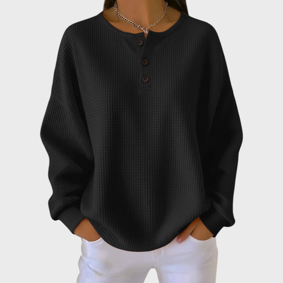 Hélène - Pull orange en maille gaufrée douce