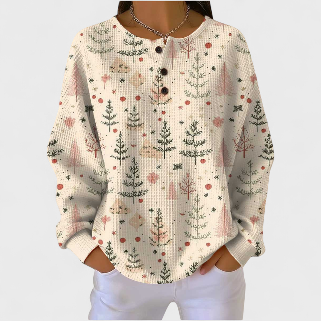 Mathilde - Pull crème à motif sapin délicat