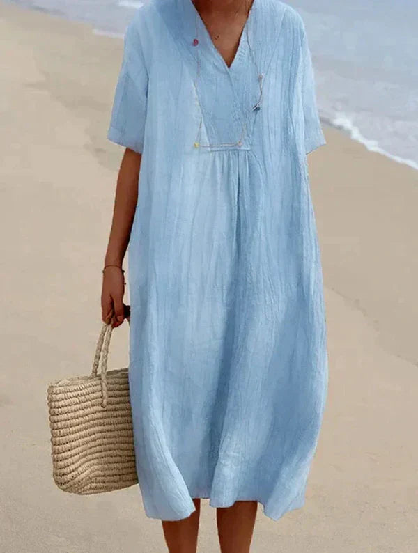 Celina – Robe en lin et coton pour femme – Fraîcheur naturelle et élégance décontractée