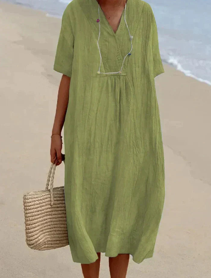 Celina – Robe en lin et coton pour femme – Fraîcheur naturelle et élégance décontractée