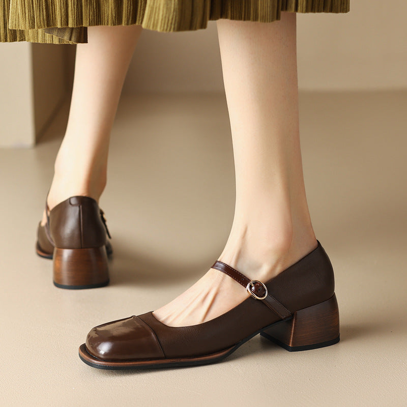 Erel - Escarpins Mary Jane femme à talon bloc