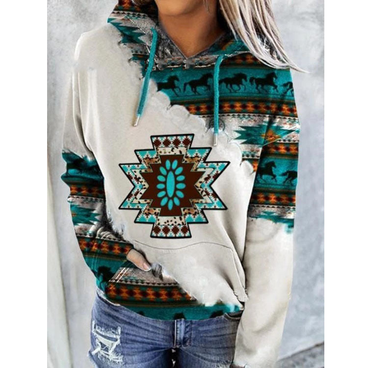 Maritza – Sweat à capuche femme d’hiver à imprimé aztèque