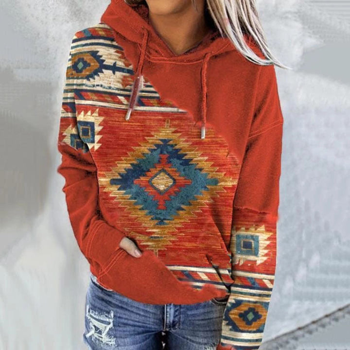 Maritza – Sweat à capuche femme d’hiver à imprimé aztèque