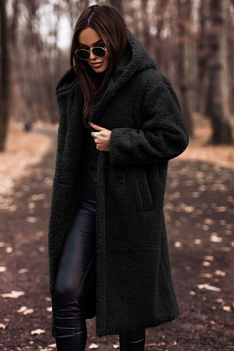 Mina | Manteau en peluche à coupe oversize avec capuche pour femme