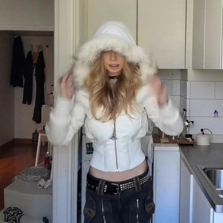 Adèle – Manteau matelassé d’hiver femme avec capuche amovible
