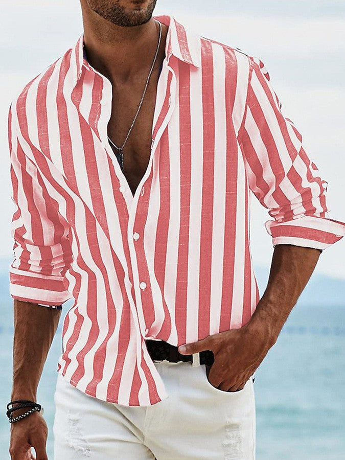Chemise rayee - Rouge