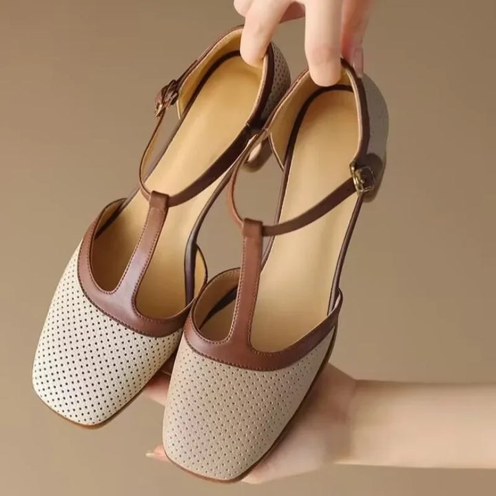 Genira - Chaussures femme à bride T et talon moyen 2