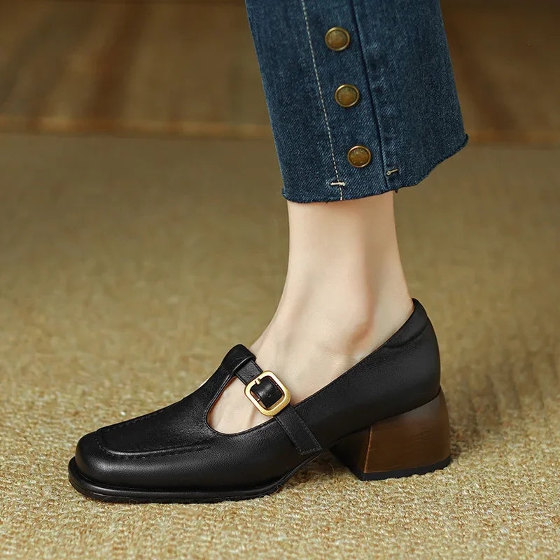 Ysolenne - Chaussures Mary Jane T-Bar femme à bout carré 5