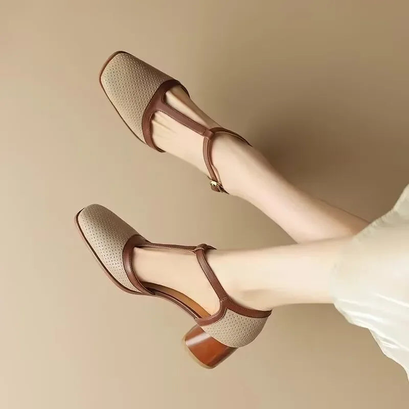 Genira - Chaussures femme à bride T et talon moyen 5