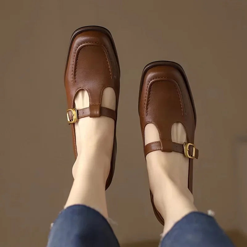 Ysolenne - Chaussures Mary Jane T-Bar femme à bout carré 8