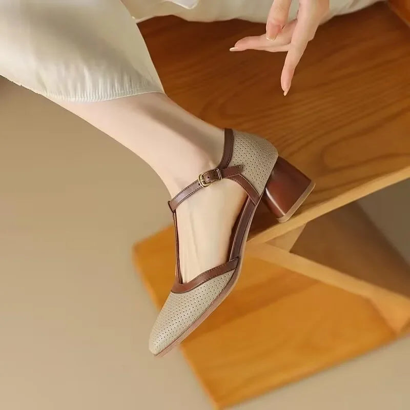Genira - Chaussures femme à bride T et talon moyen 4