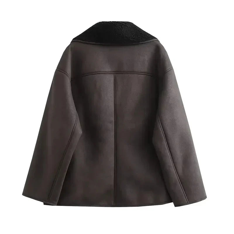 Auralith | Veste d'hiver à col large et fermeture boutonnée pour femme