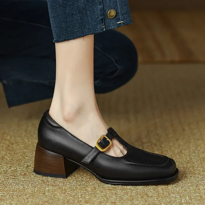 Ysolenne - Chaussures Mary Jane T-Bar femme à bout carré 6