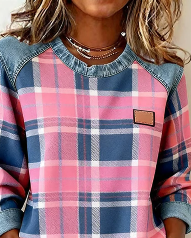 Sweat Tendance À Motif Patchwork À Carreaux