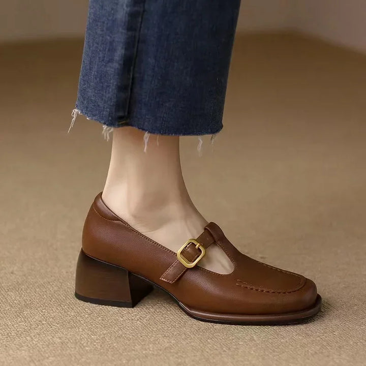 Ysolenne - Chaussures Mary Jane T-Bar femme à bout carré 11