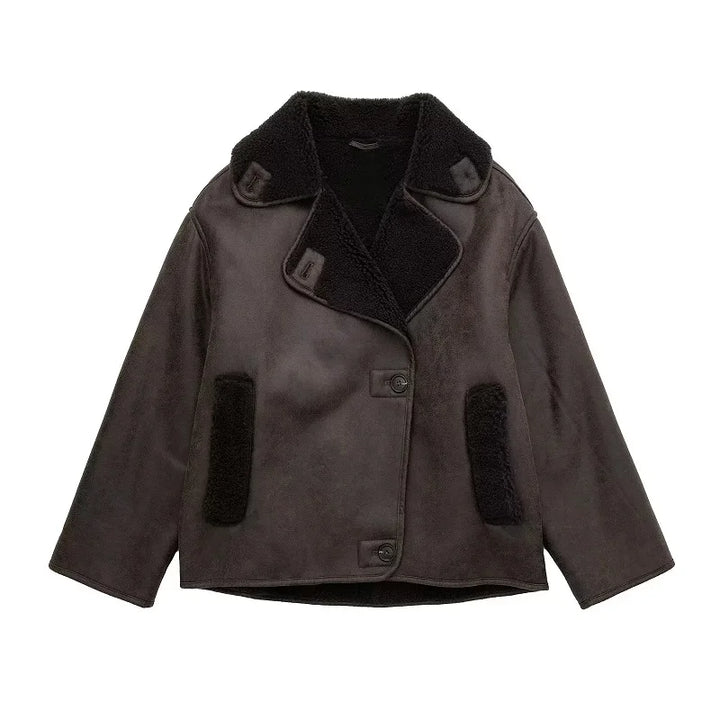 Auralith | Veste d'hiver à col large et fermeture boutonnée pour femme