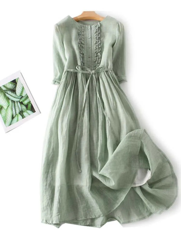 Serina | Robe en Coton et Lin au Chic Intemporel et Confort Élégant pour Femme