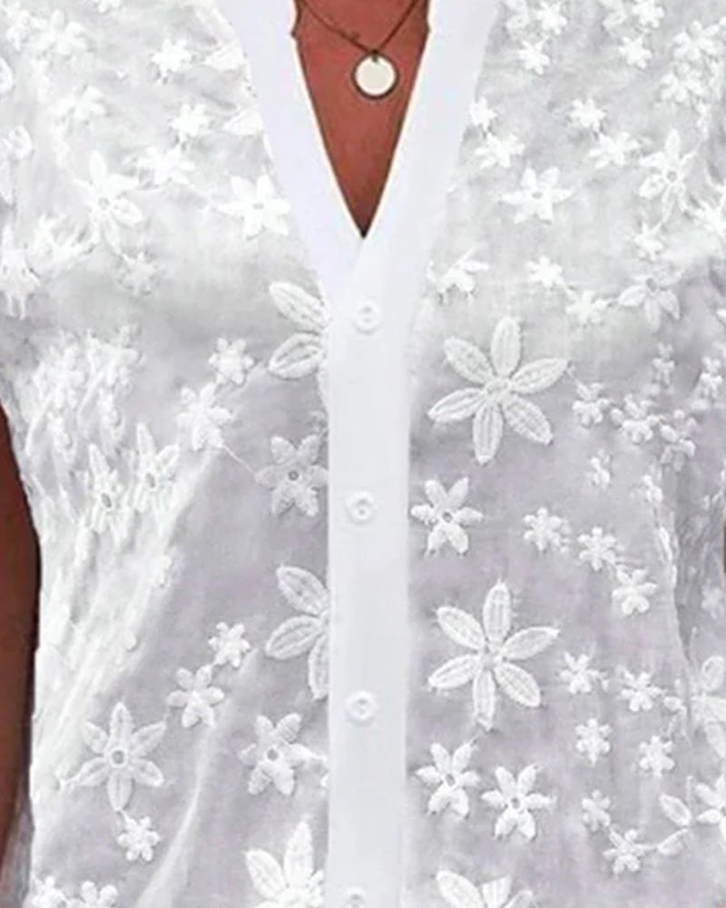 Blouse à manches courtes et col V