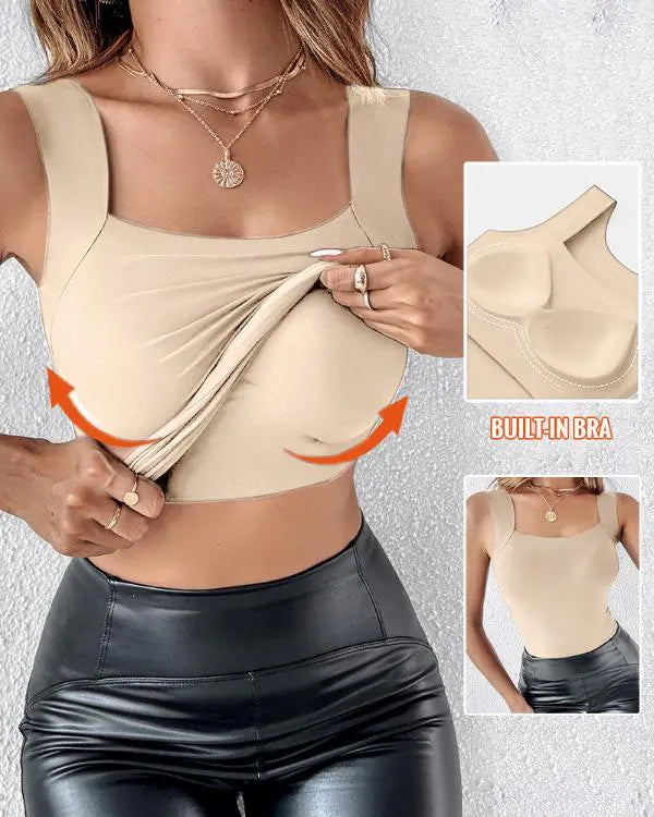 🔥Débardeur Gainant À Col En U Avec Soutien-Gorge Intégré