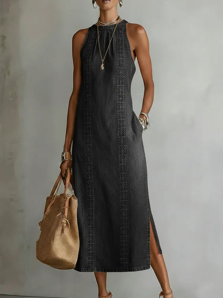 Soline | Robe en denim à dentelle rétro