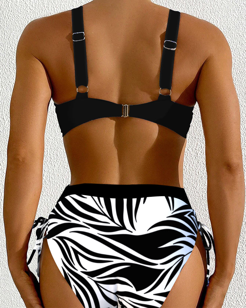 Bikini Deux Pièces Imprimé Taille Haute